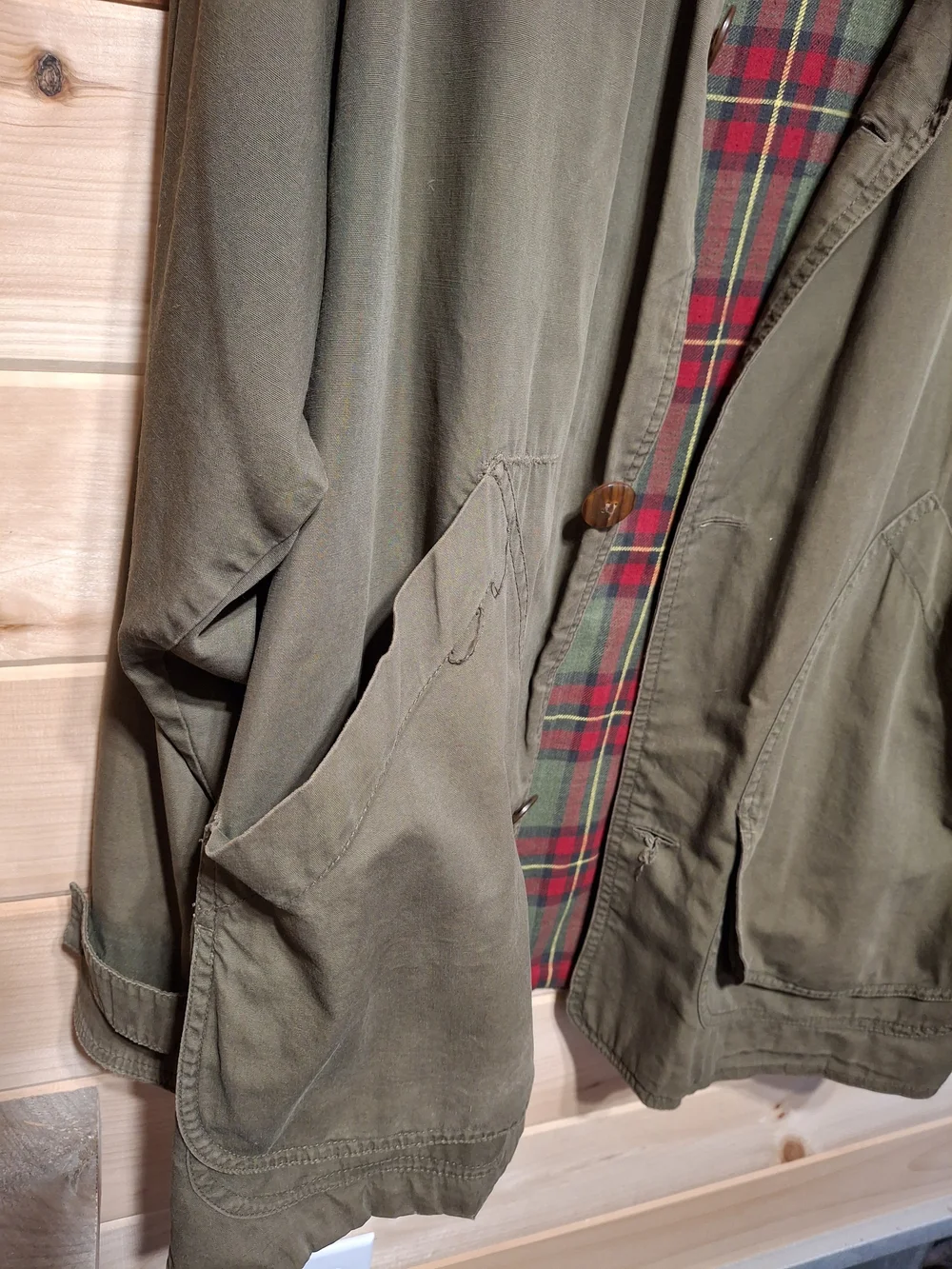 American Eagle Outfitters Olive Green Field Jacket with Black Cord Collar - Picture 7 of 8